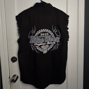 SOLD Harley Davidson Bike Week Daytona Beach 2025 XL Black Sleeveless Denim